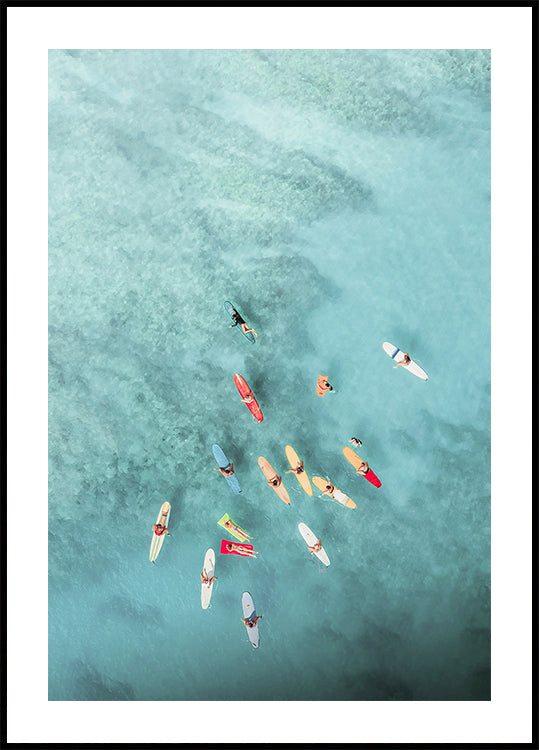 Surfeurs en mer Poster
