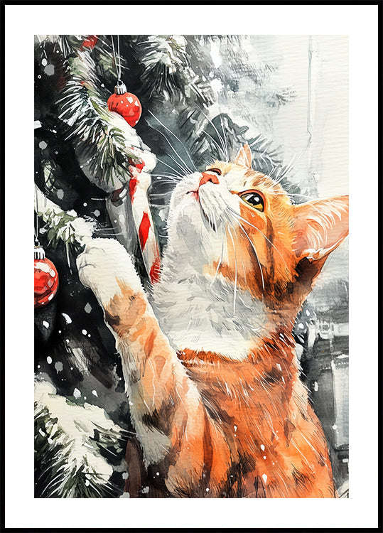 Les chats adorent l'arbre de Noël Poster