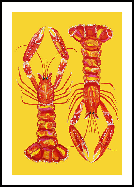 Langoustines sur jaune Poster