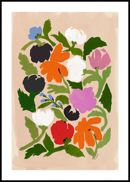 Fleurs abstraites florales vibrantes Poster