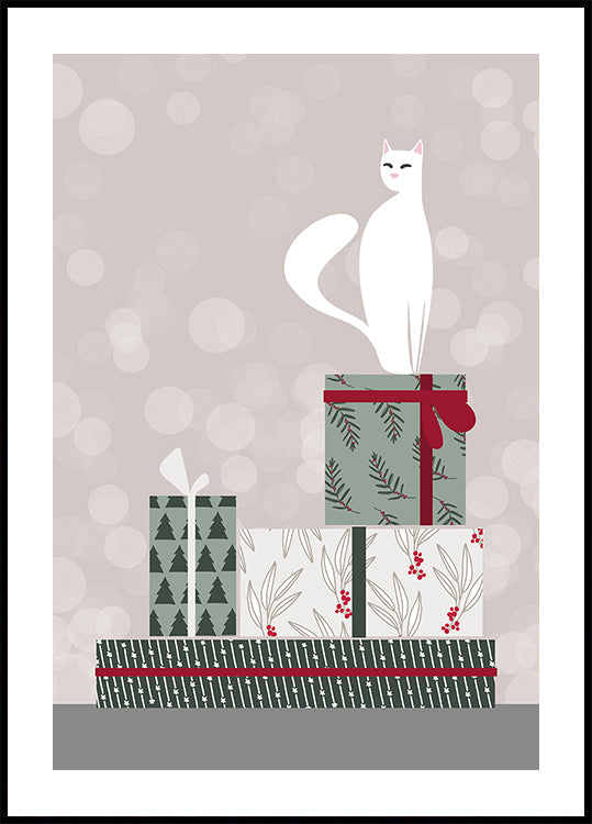 Chat rétro et cadeaux Poster