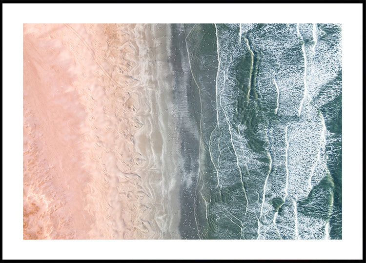 Affiche côtière rose et bleue