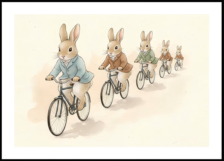 Amis lapins à vélo Poster