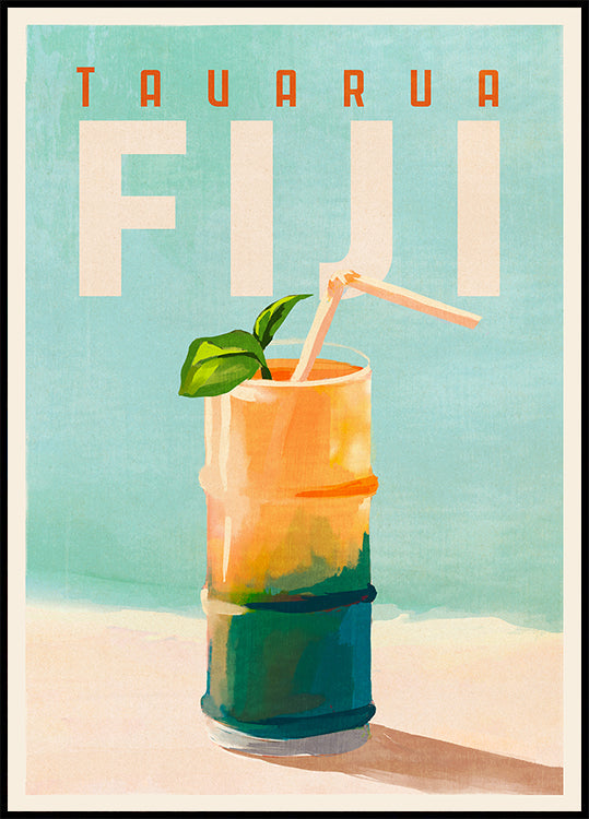 Tavarua Fidji Cocktail Voyage Art Poster