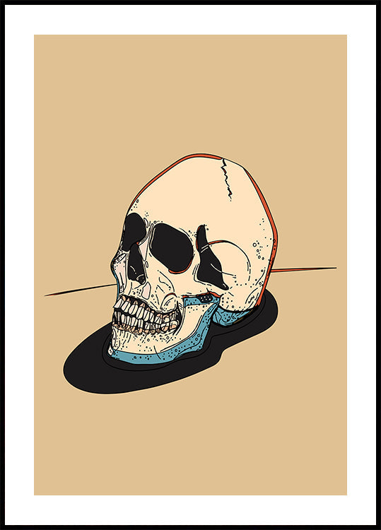 Illustration de crâne sur fond beige Poster
