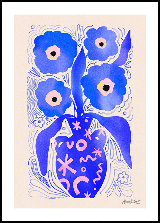 Fleurs bleues Hommage à Matisse Poster