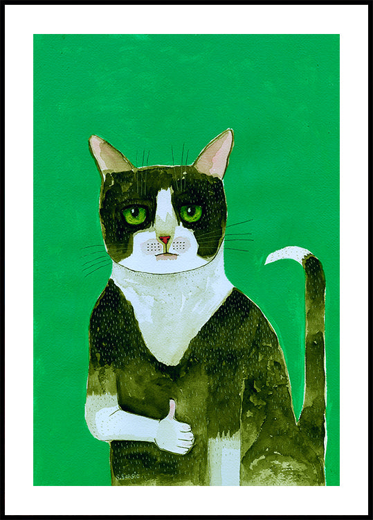 Chat de smoking pouces vers le haut