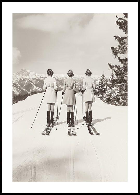 Affiche de skieurs glamour vintage