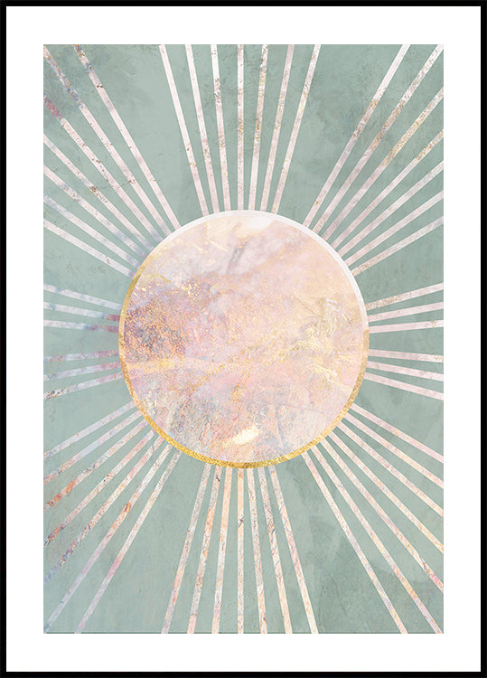 Rayons de soleil Boho vert sauge Poster