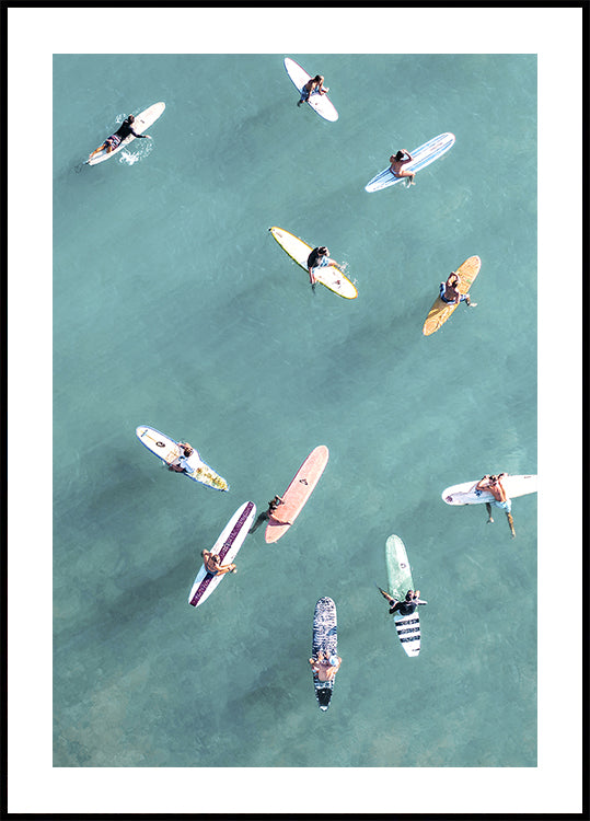 Surfeurs en mer n°3 Poster