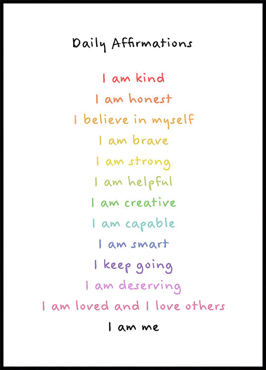 Affirmations des enfants émotions imprimer 3 Poster