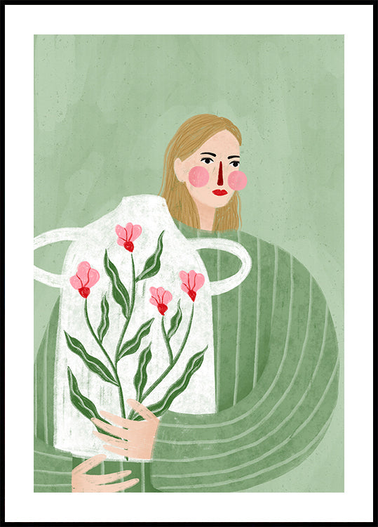 La femme au vase rose Poster