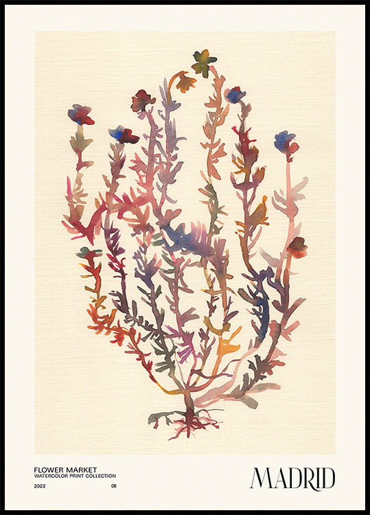 Collection d'impressions à l'aquarelle. Marché aux fleurs - Madrid