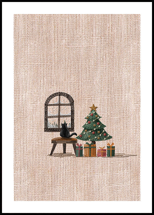 Chat dans une chambre confortable Poster