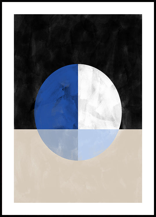 Cercle isecté avec quadrants bleus et blancs Poster
