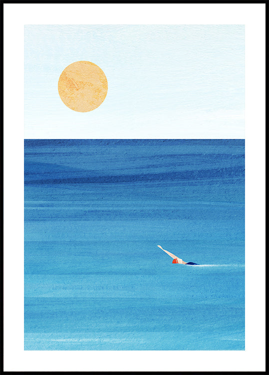 Nager en mer Poster