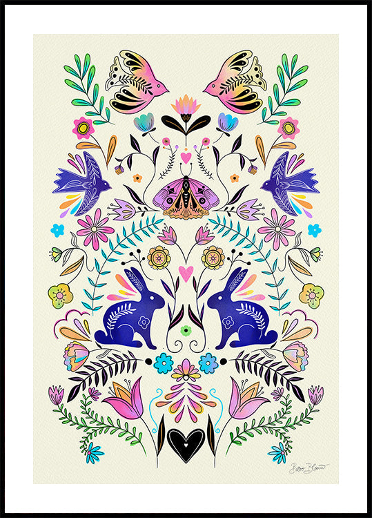 Illustration d'art populaire coloré Poster