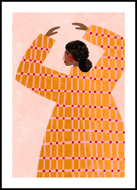 La femme à la robe à carreaux Poster