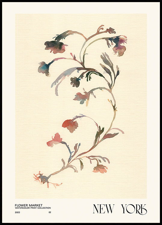 Collection d'impressions à l'aquarelle. Marché aux fleurs - New York
