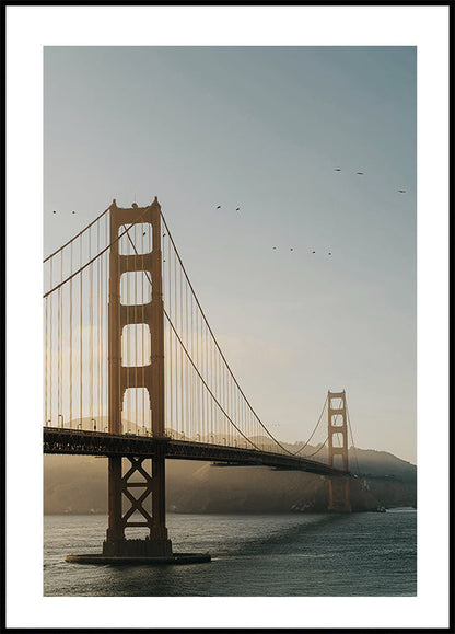 Affiche du coucher de soleil sur le Golden Gate Bridge