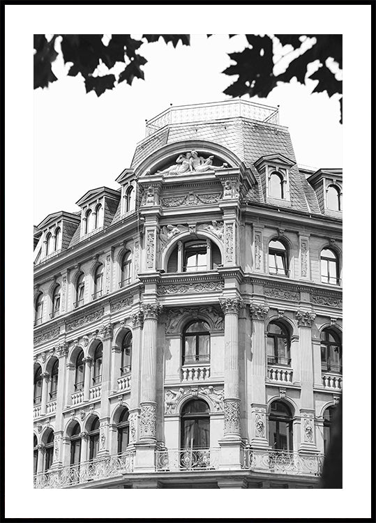 Maison de ville baroque de Vienne noir et blanc Poster