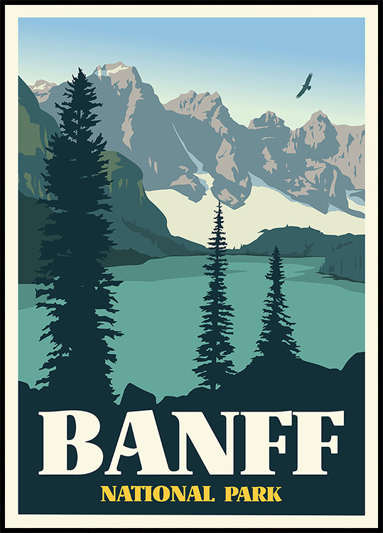 Affiche imprimée de voyage du parc national Banff