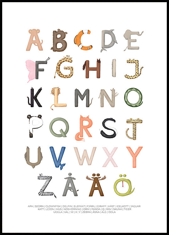 Lettres d'animaux Poster
