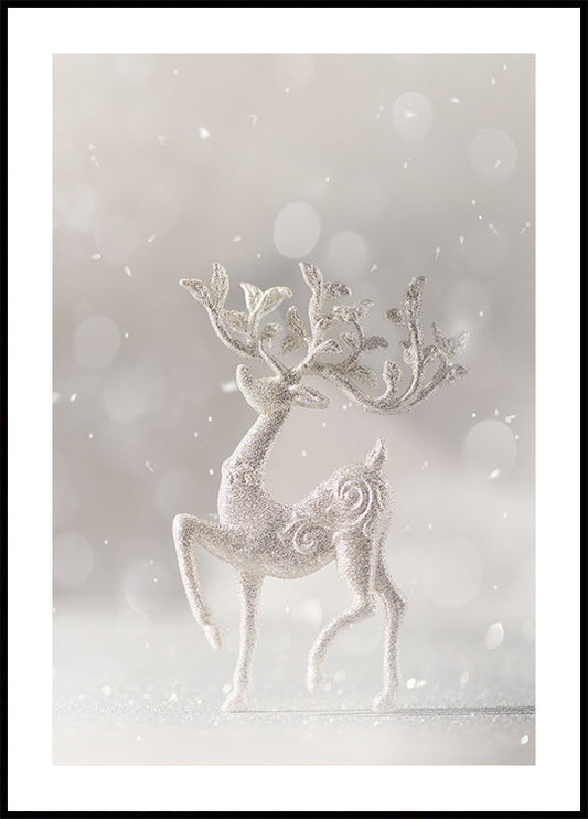 Affiche de cerf de Noël pailleté