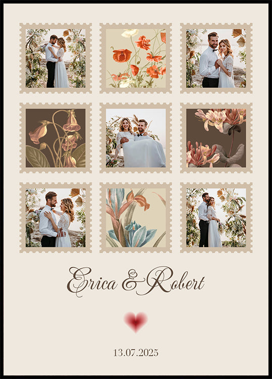 Poster Collage de photos de mariage élégant personnalisé