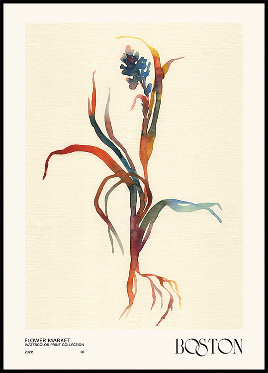 Collection d'impressions à l'aquarelle. Marché aux fleurs - Boston