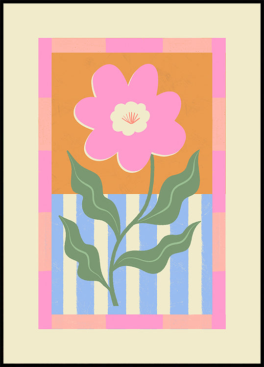 Fleur abstraite rose Poster
