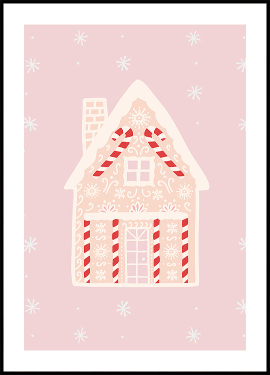 Maison en pain d'épice rose Poster