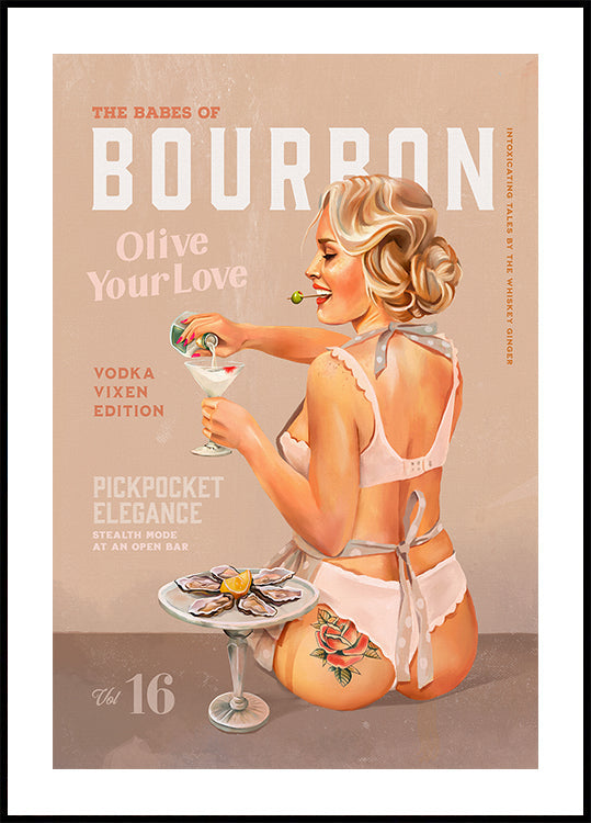 Bourbon Babe Vol 16 Vintage Vodka Martini Pin Up Girl Poster