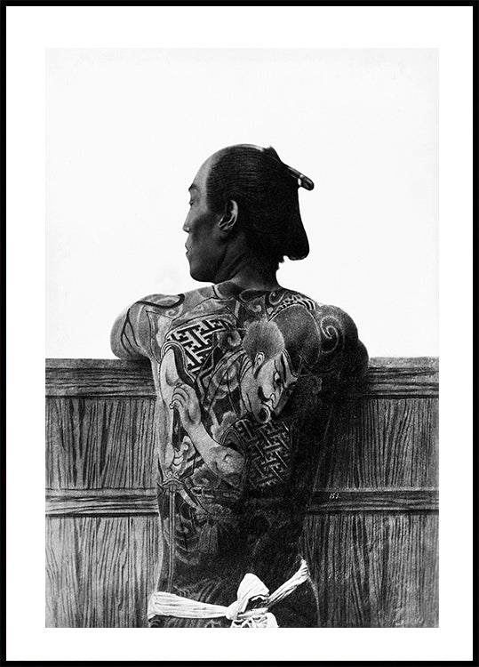 Affiche d'un homme avec un tatouage de Kusakabe Kimbei 