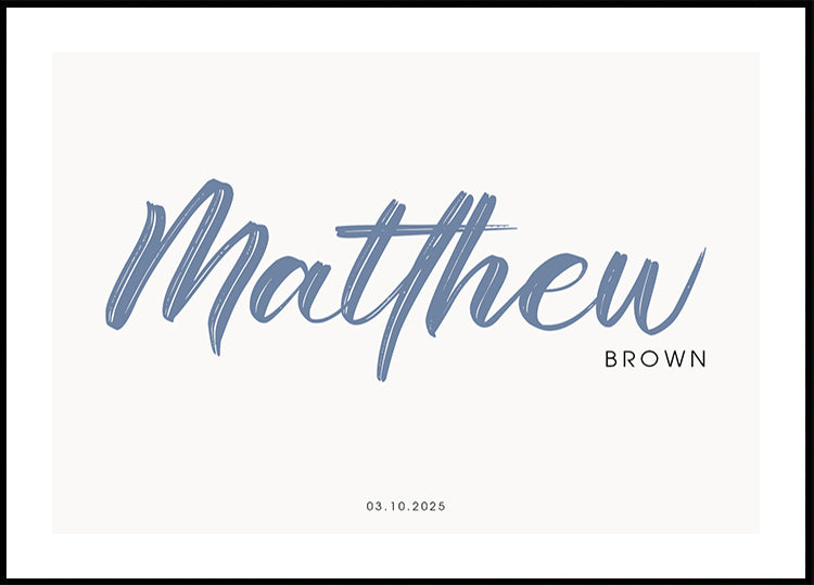 Affiche minimaliste personnalisée avec nom de bébé