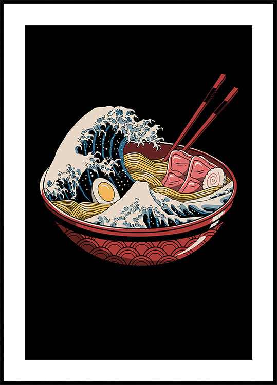 Grande vague de Ramen Poster