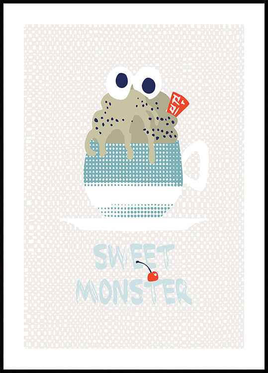 Cupcake monstre sucré à la menthe Poster