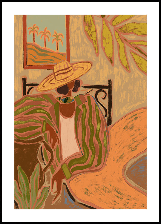 Dame à rayures Poster