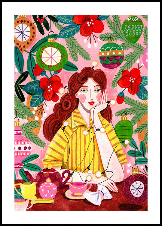 Femme de Noël rétro Poster