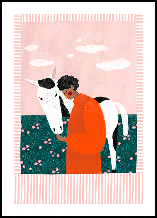 Fille et cheval dynamiques