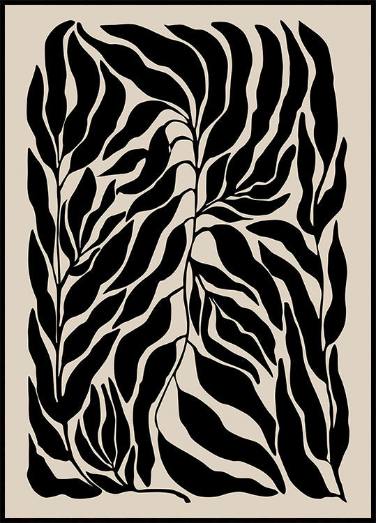 Silhouettes de feuilles noires Poster