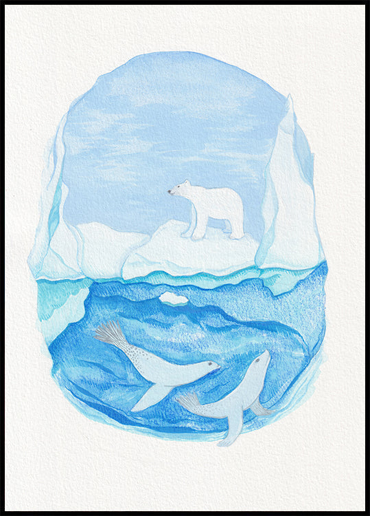 Vie arctique - Mers gelées - Ours polaire et phoques Poster