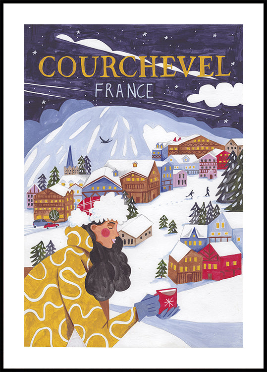 Poster Femme de voyage en France, Courchevel