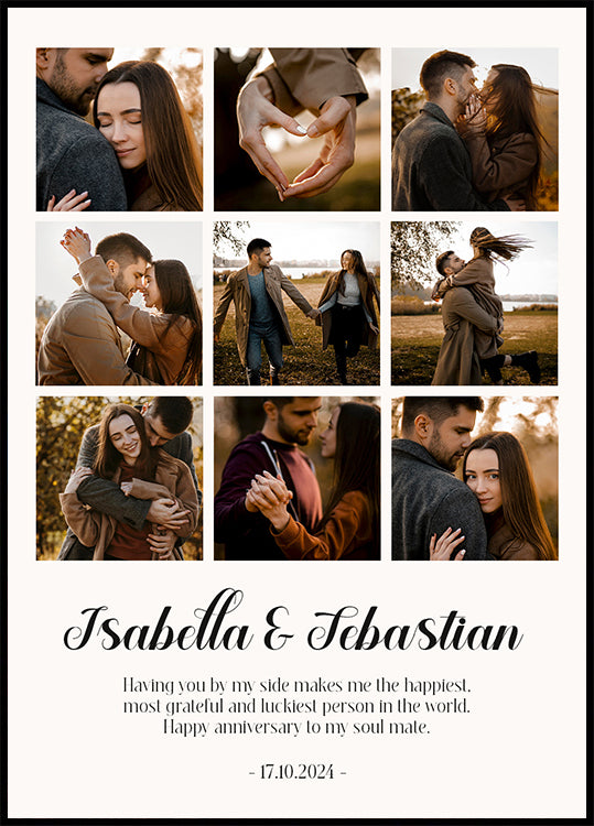 Poster Collage de photos personnalisé d'anniversaire de couple