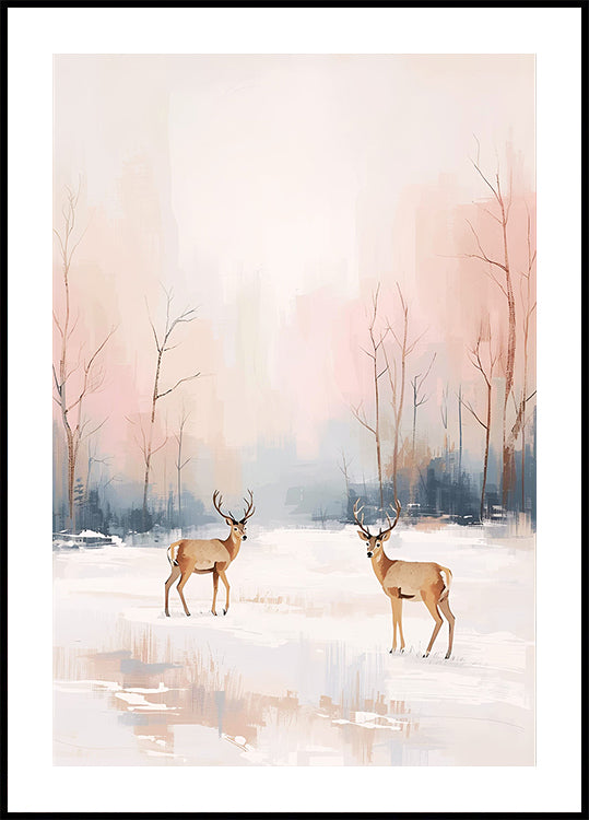 Cerf en hiver Poster