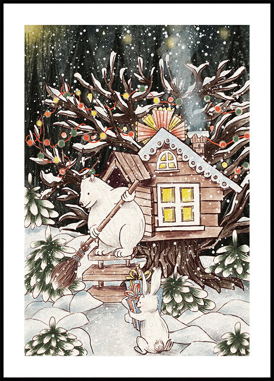 Cabane dans les arbres de Noël Poster