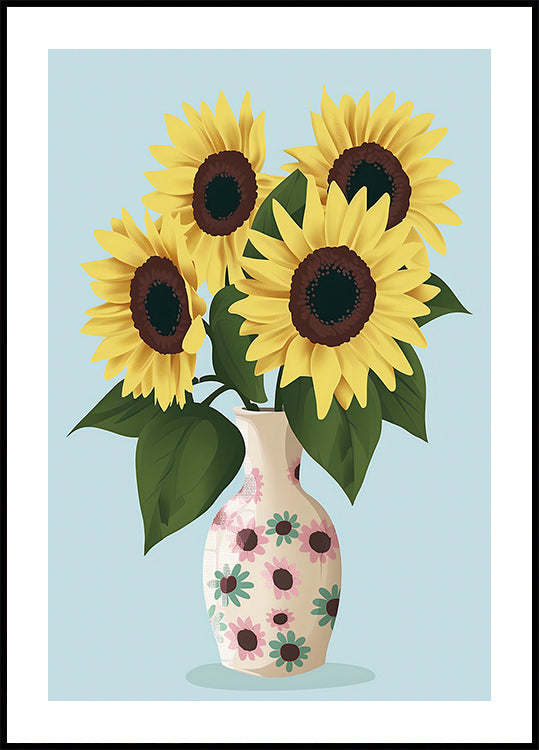 Vase de tournesols Poster
