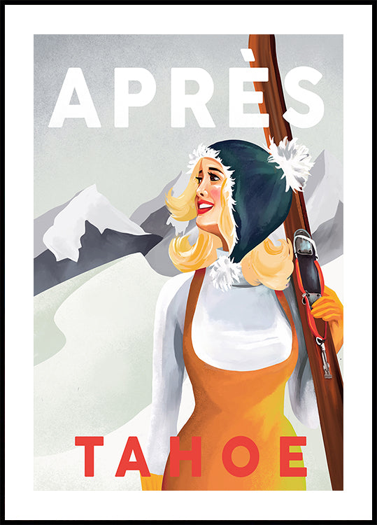 Après Ski Lake Tahoe Vintage Pin Up Art Poster
