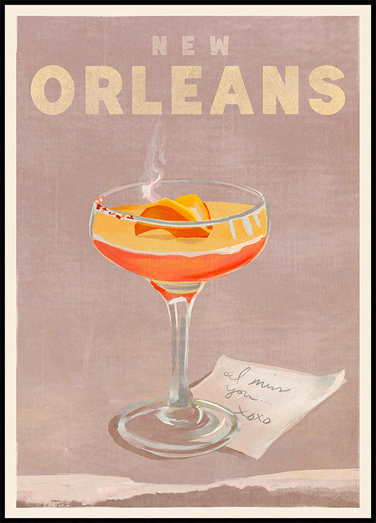 Affiche de voyage cocktail à la Nouvelle-Orléans