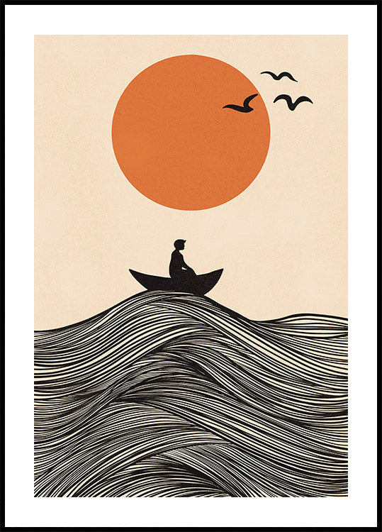 Bateau et soleil Poster